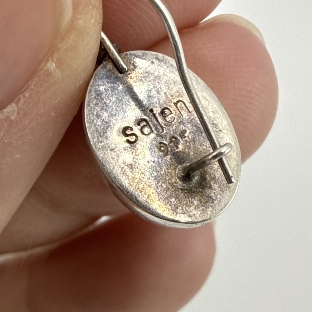 Vintage Marked Sajen 925 Sterling Silver Mother Of Pearl Heart Clip‎ Earrings - Picture 3 of 6